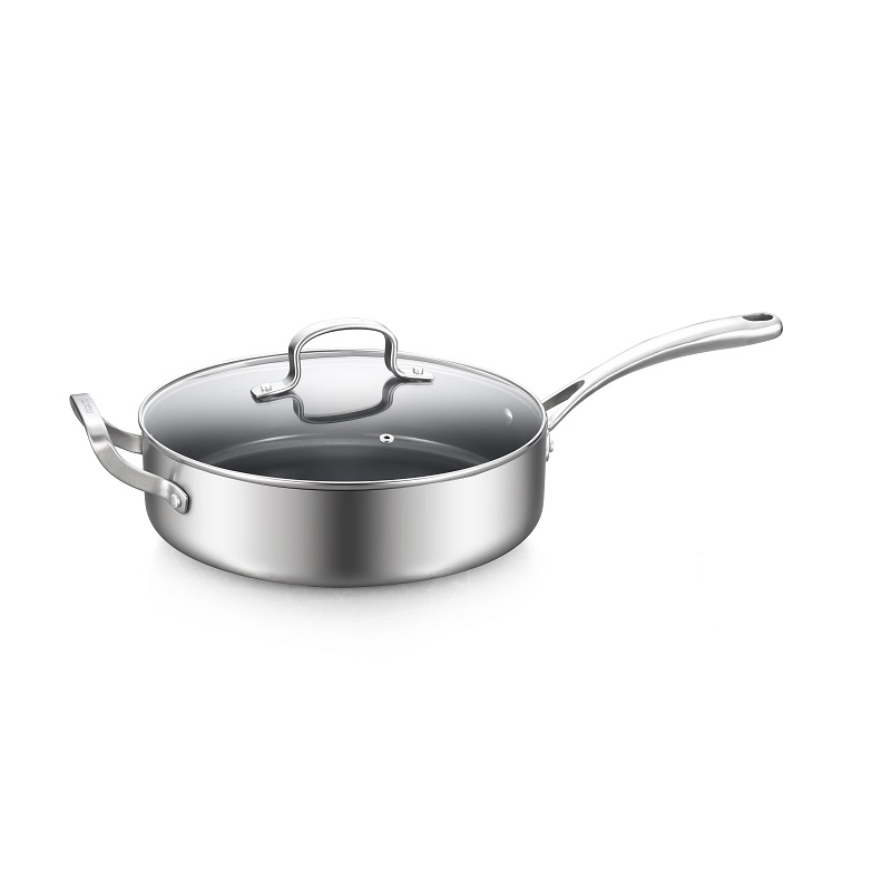 Triple stainless steel fry pan