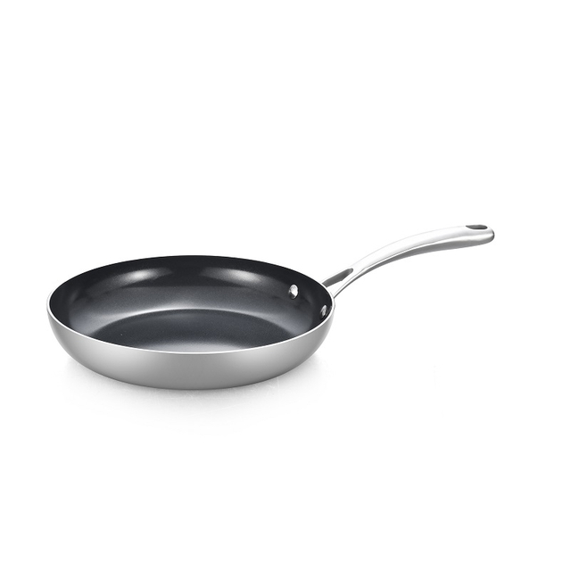Triple stainless steel fry pan
