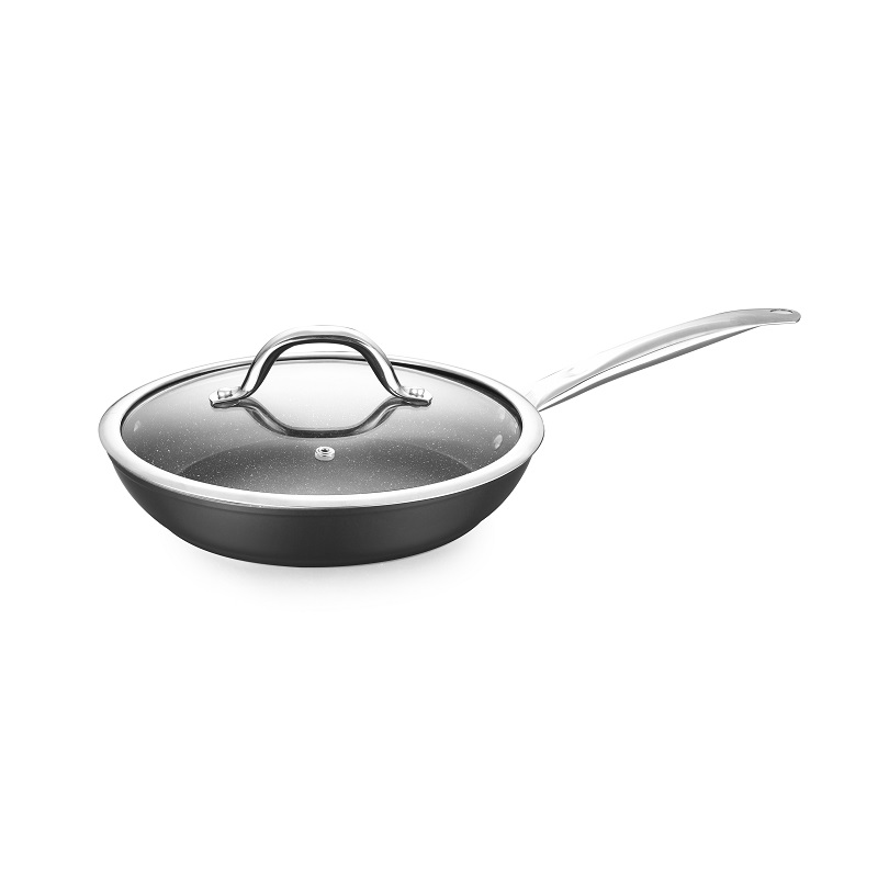 Aluminum Forged Fry Pan with glass lid
