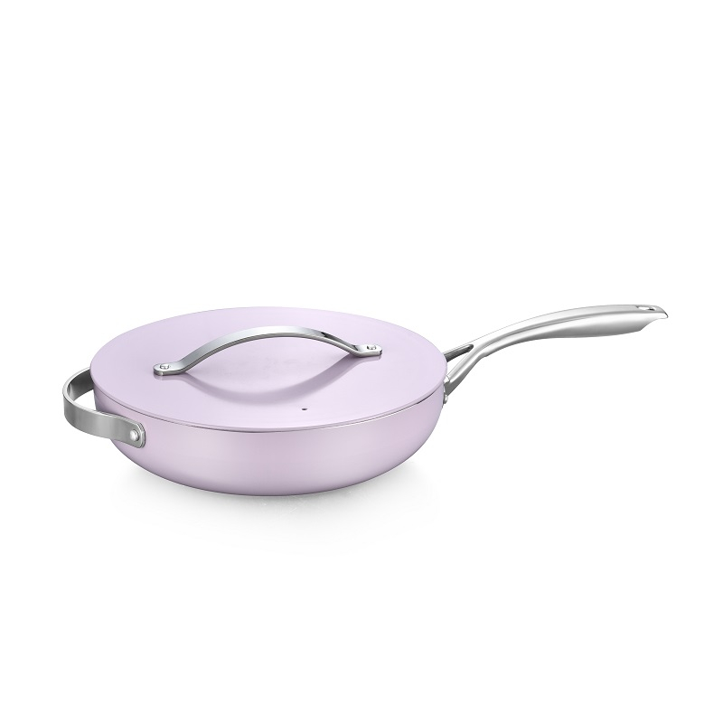 Aluminum Press Fry Pan with grey ceramic coating
